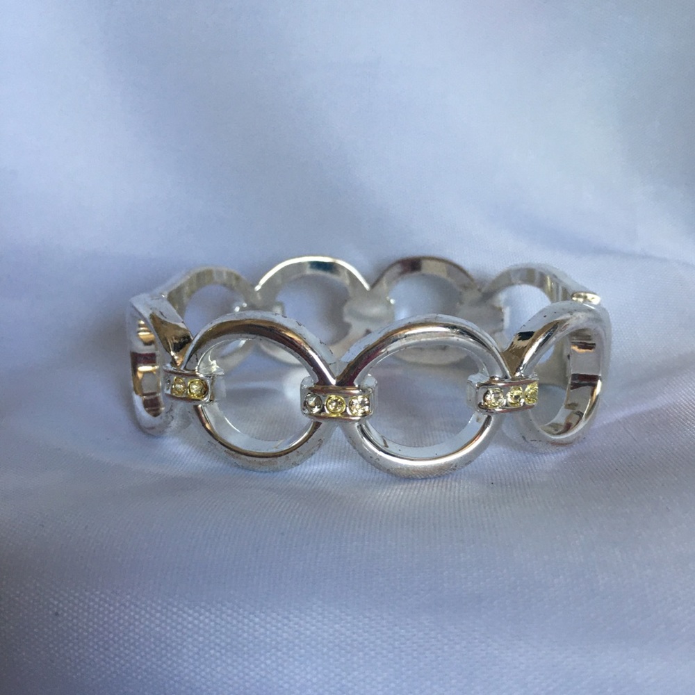 Silver Plate Oval Design Hinge Cuff Bracelet